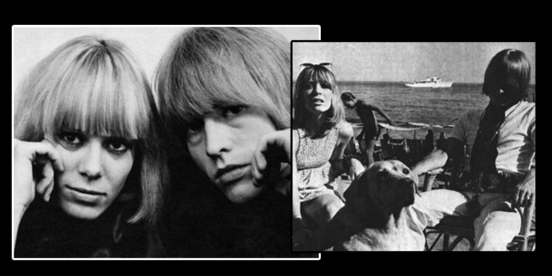 (Anita Pallenberg con Brian Jones 1966) y (Suki Potier con Brian Jones 1968 después de la muerte de Tara en 1966) ambas novias de Tara Browne respectivamente.
